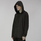 PUNK RAVE Men's Gothic Striped Splice Ripped Hoodies
