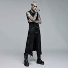 Punk Rave Men's Gothic Unedged Buckle Splice Kilt