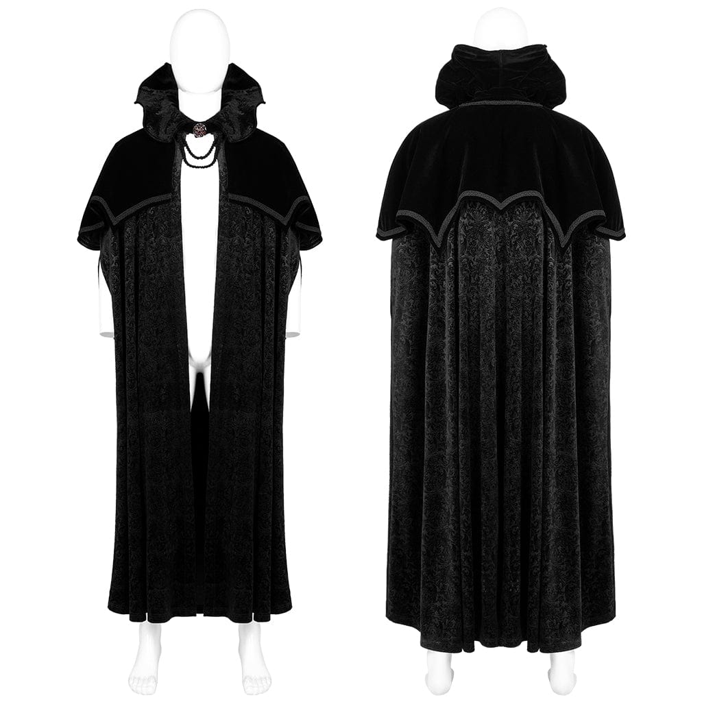 Punk Rave Men's Gothic Wizard Collar Velvet Cloak