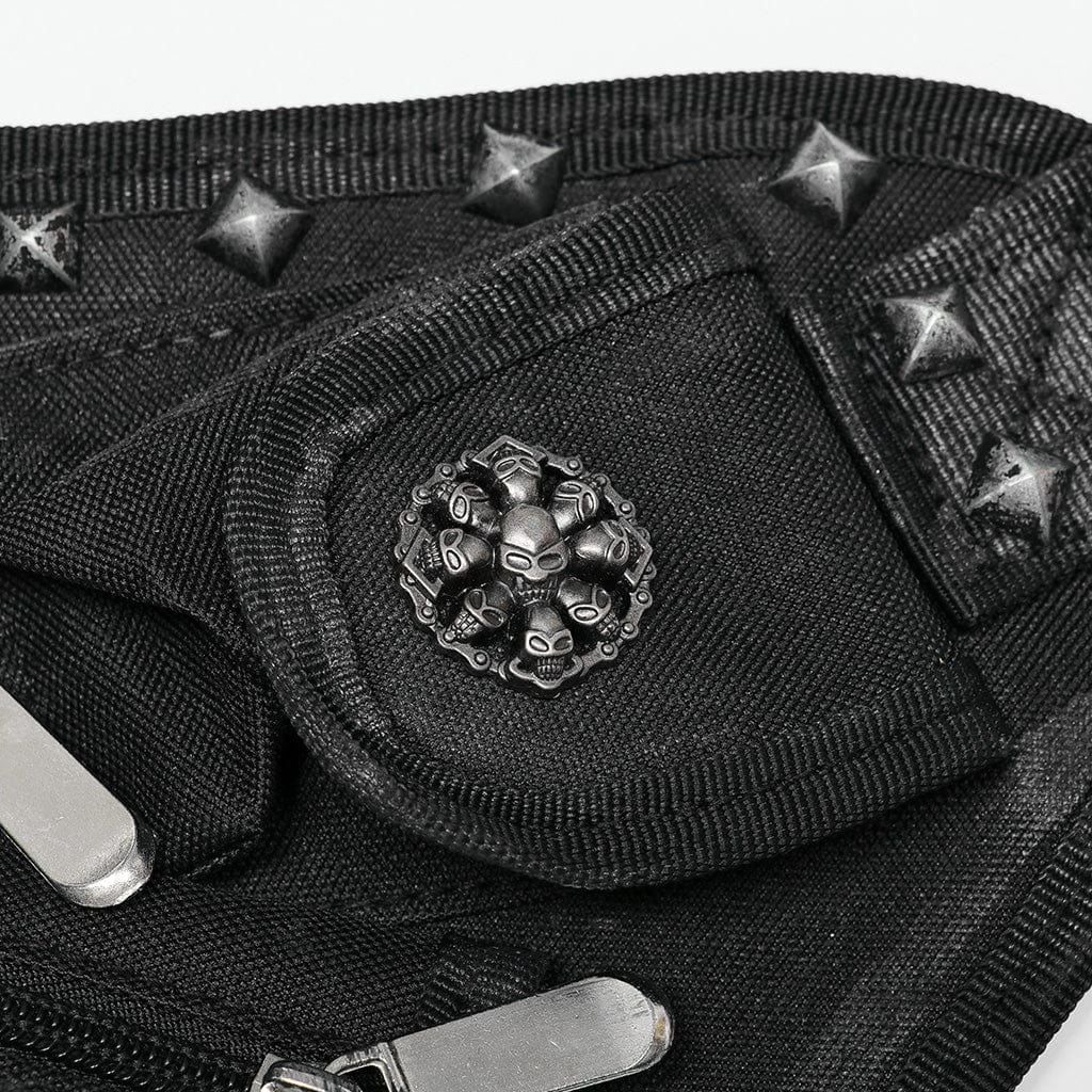 PUNK RAVE Men's Punk Big-Pocket Rivet Waist Bag