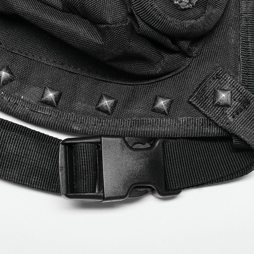 PUNK RAVE Men's Punk Big-Pocket Rivet Waist Bag