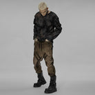 PUNK RAVE Men's Punk Buckles Splice Corduroy Pants