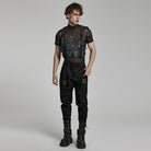 PUNK RAVE Men's Punk Camouflage Rivet Armor
