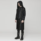 PUNK RAVE Men's Punk Crackled Mesh Splice Coat