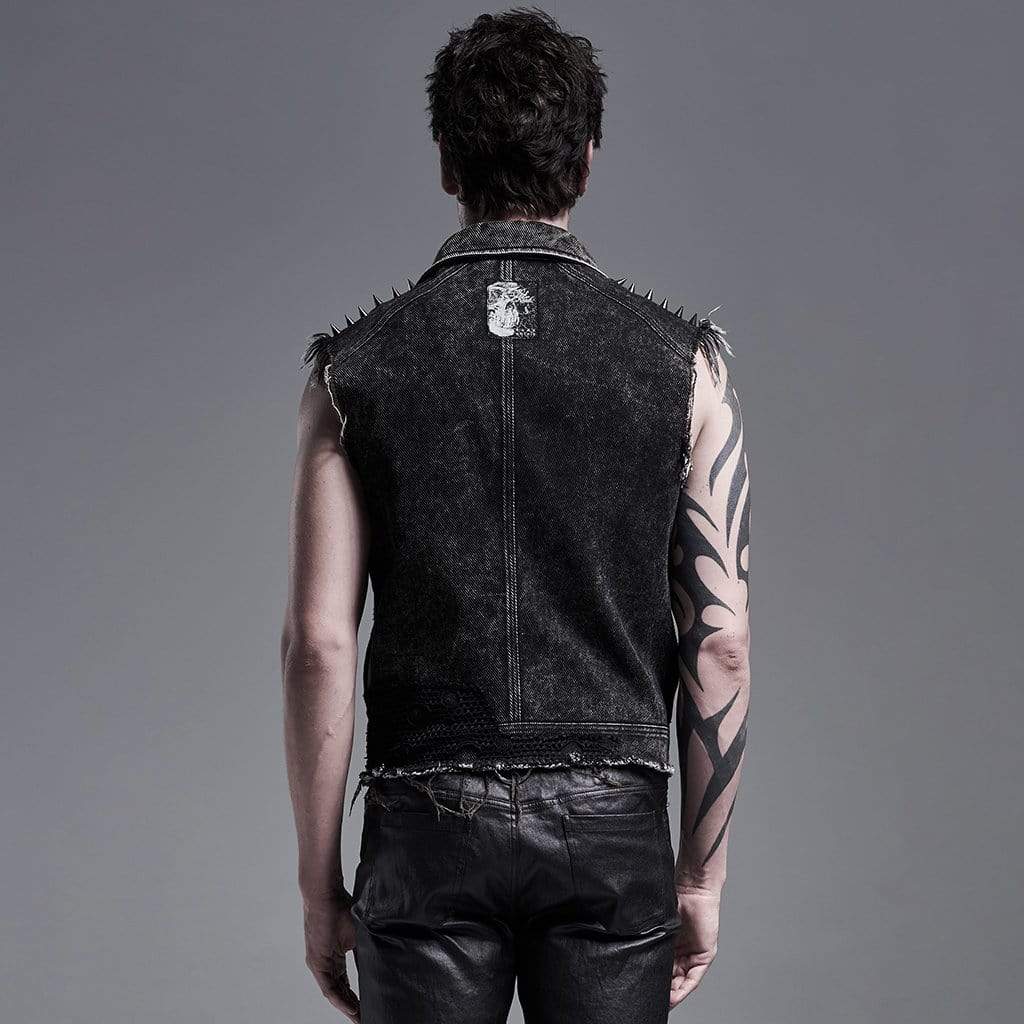 Men's Punk Denim Vests With Rivets