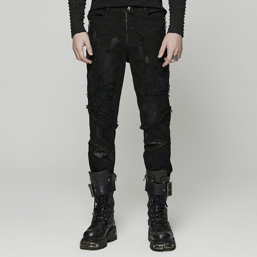 PUNK RAVE Men's Punk Distressed Pants