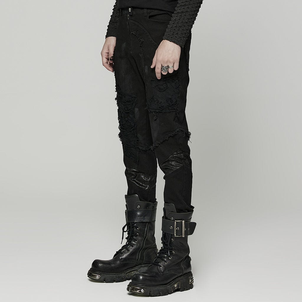 PUNK RAVE Men's Punk Distressed Pants