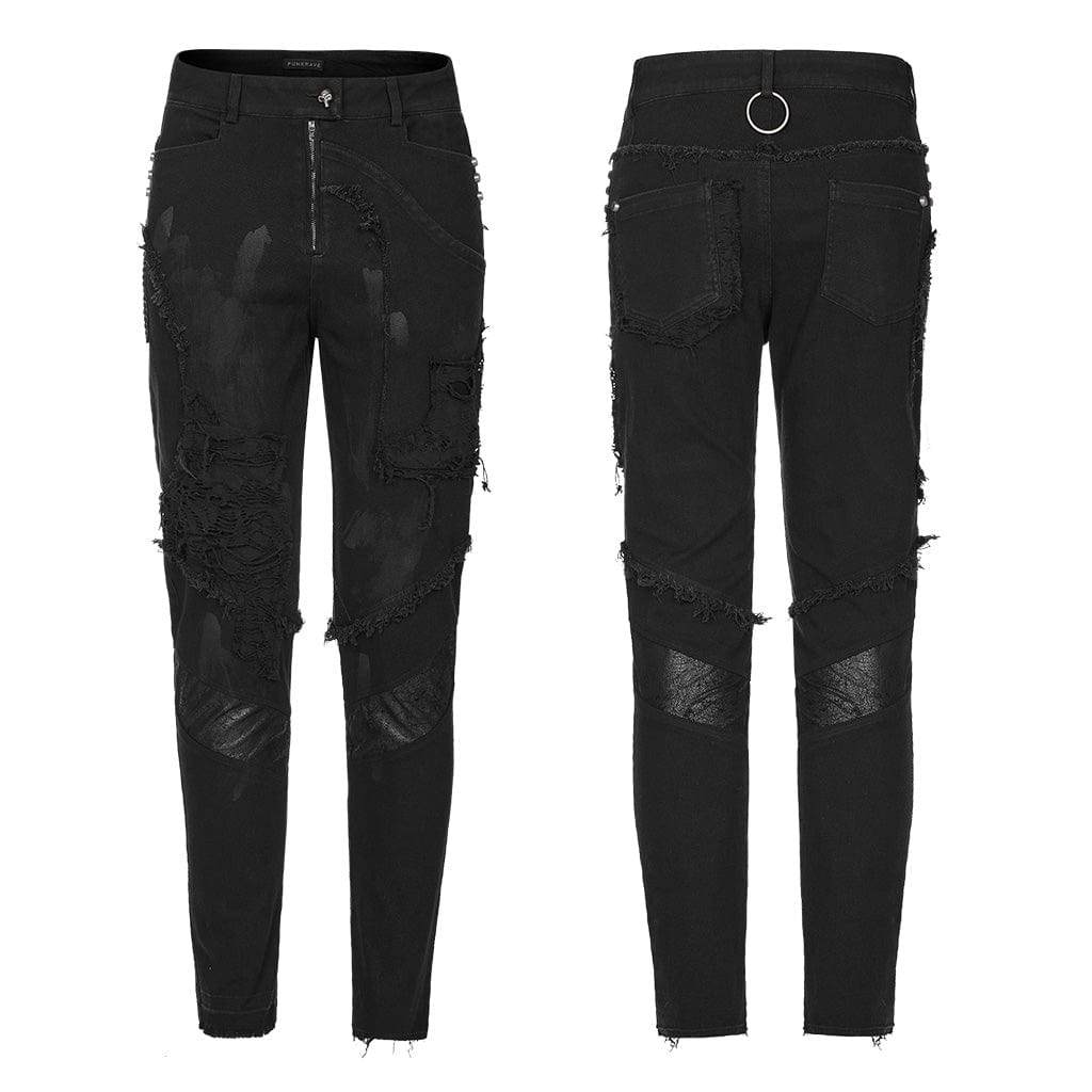 PUNK RAVE Men's Punk Distressed Pants