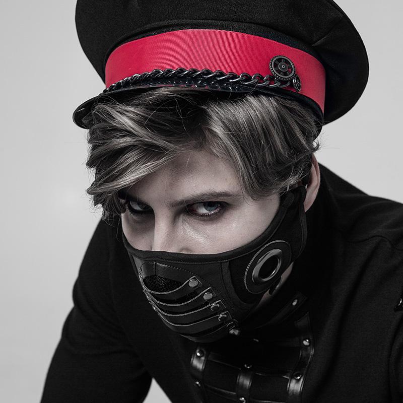 Men's Punk Faux Leather Face Mask