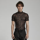 PUNK RAVE Men's Punk Flaming Mesh Shirt