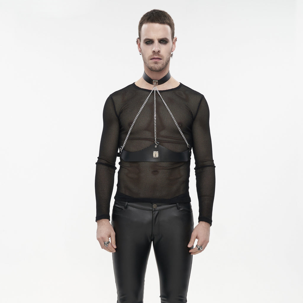 Punk Rave Men's Punk Halterneck Mental Chain Faux Leather Harness