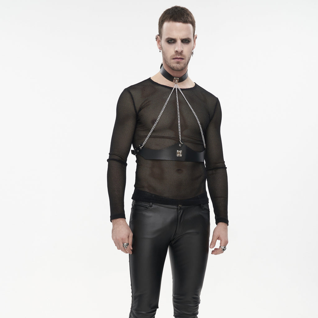 Punk Rave Men's Punk Halterneck Mental Chain Faux Leather Harness