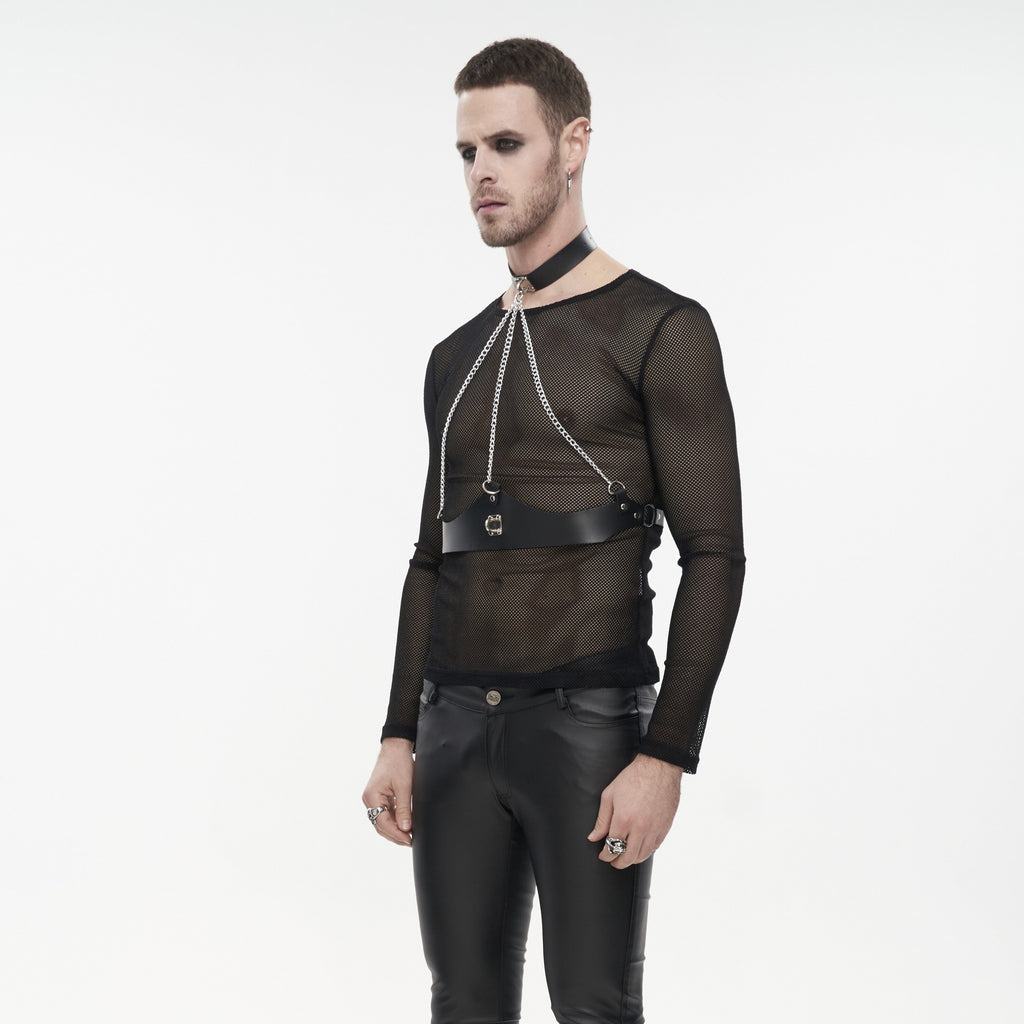 Punk Rave Men's Punk Halterneck Mental Chain Faux Leather Harness