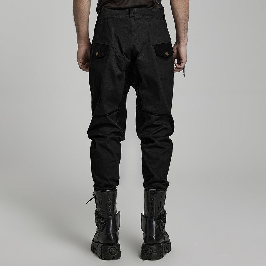 PUNK RAVE Men's Punk High-waisted Buckle Jogger Pants