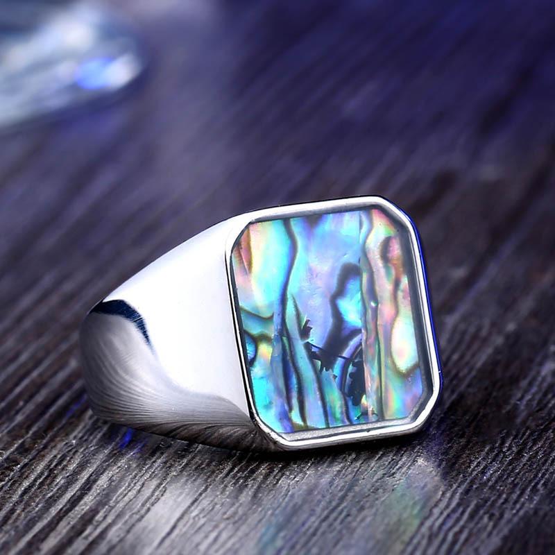 Men's Punk Inlaid Shell Colorful Ring