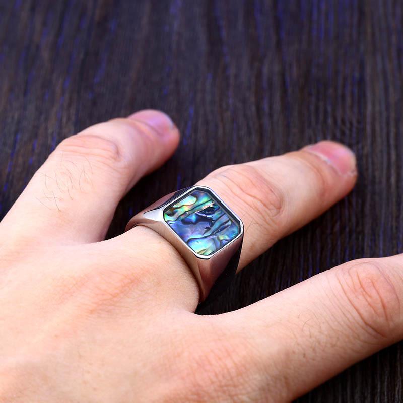 Men's Punk Inlaid Shell Colorful Ring