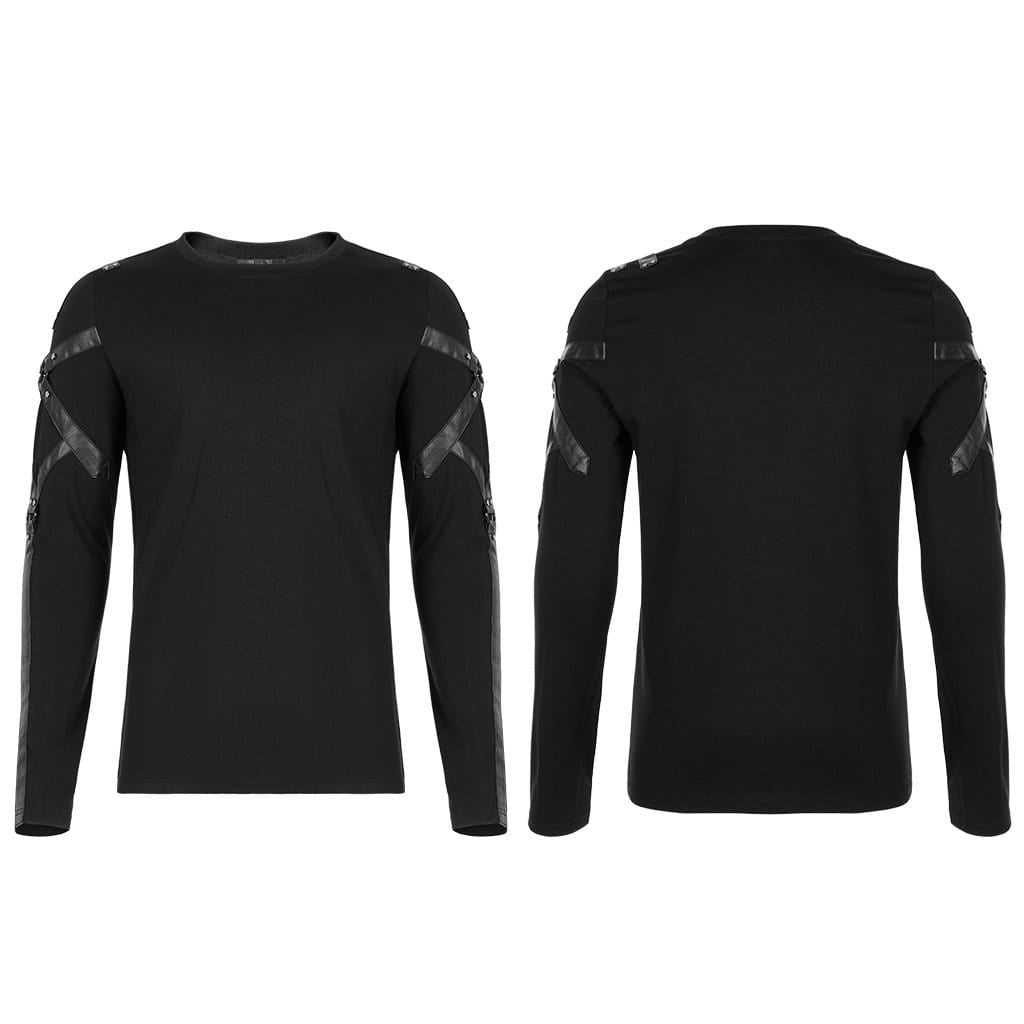 Men's Punk Long Sleeved Splice Black Shirt