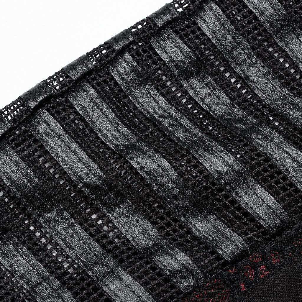 PUNK RAVE Men's Punk Mesh Splice Plaid T-shirt