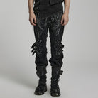 PUNK RAVE Men's Punk Mesh Splice Strap Pants