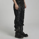 PUNK RAVE Men's Punk Mesh Splice Strap Pants