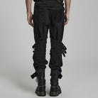 PUNK RAVE Men's Punk Mesh Splice Strap Pants