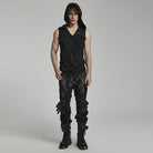 PUNK RAVE Men's Punk Mesh Splice Strap Pants