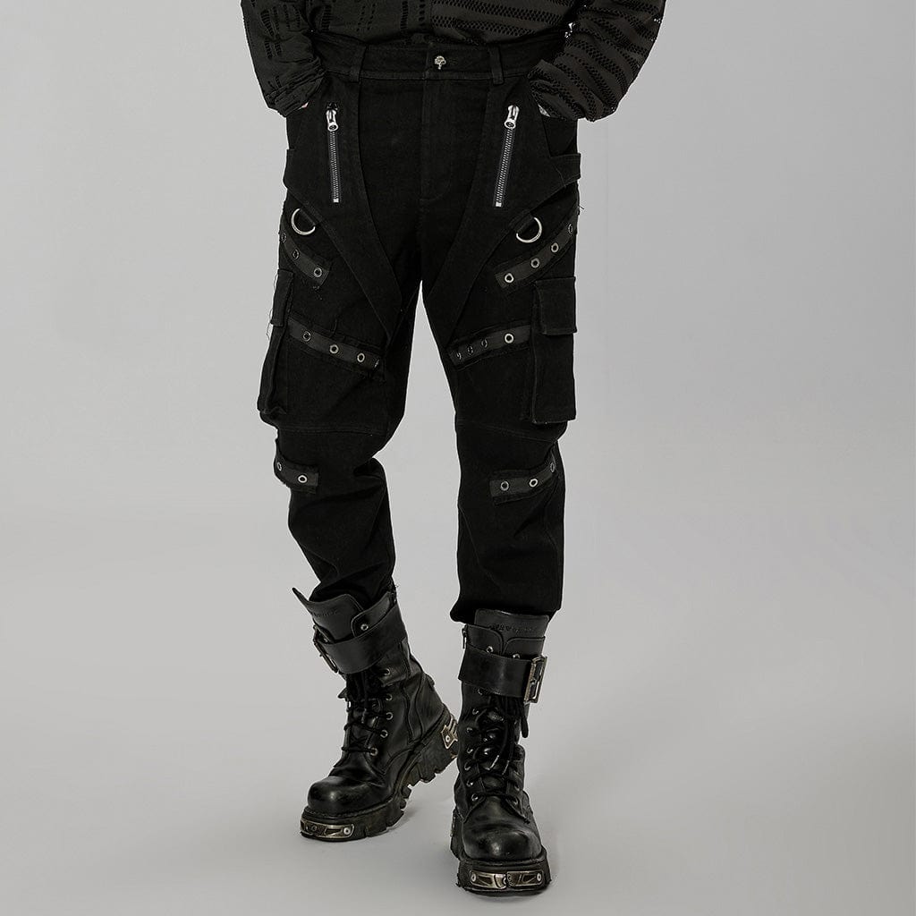 PUNK RAVE Men's Punk Multi-pocket Splice Pants