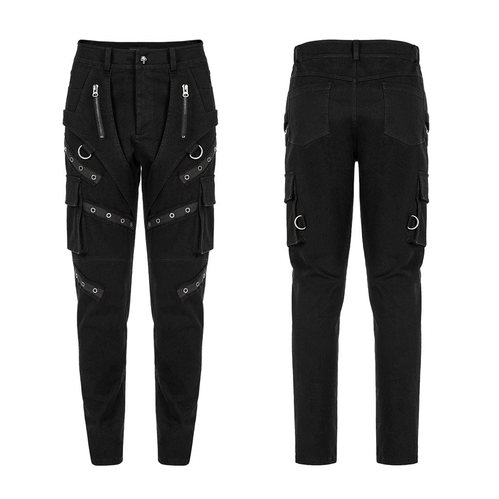 PUNK RAVE Men's Punk Multi-pocket Splice Pants