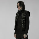PUNK RAVE Men's Punk Patches Splice Buckles Vest