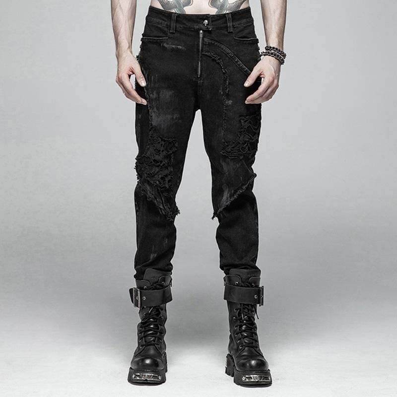 Punk Rave Men's Punk Ripped Denim Pants