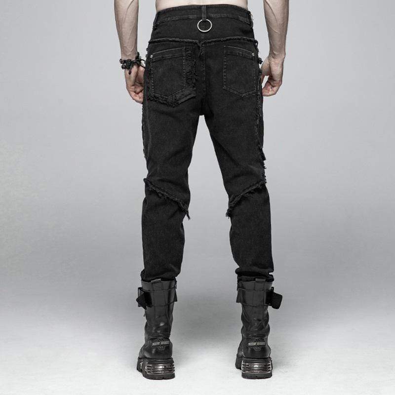 Punk Rave Men's Punk Ripped Denim Pants