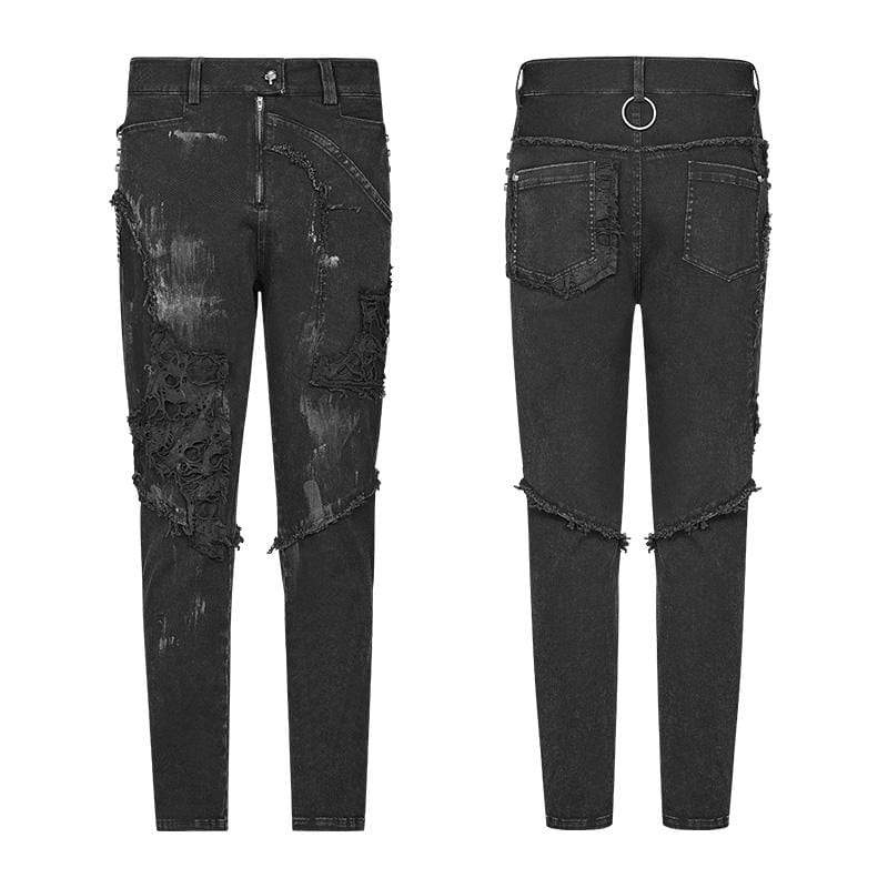 Punk Rave Men's Punk Ripped Denim Pants