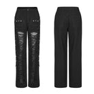 PUNK RAVE Men's Punk Ripped Mesh Splice Straight Pants