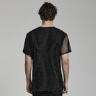 PUNK RAVE Men's Punk Ripped Mesh Splice T-shirt