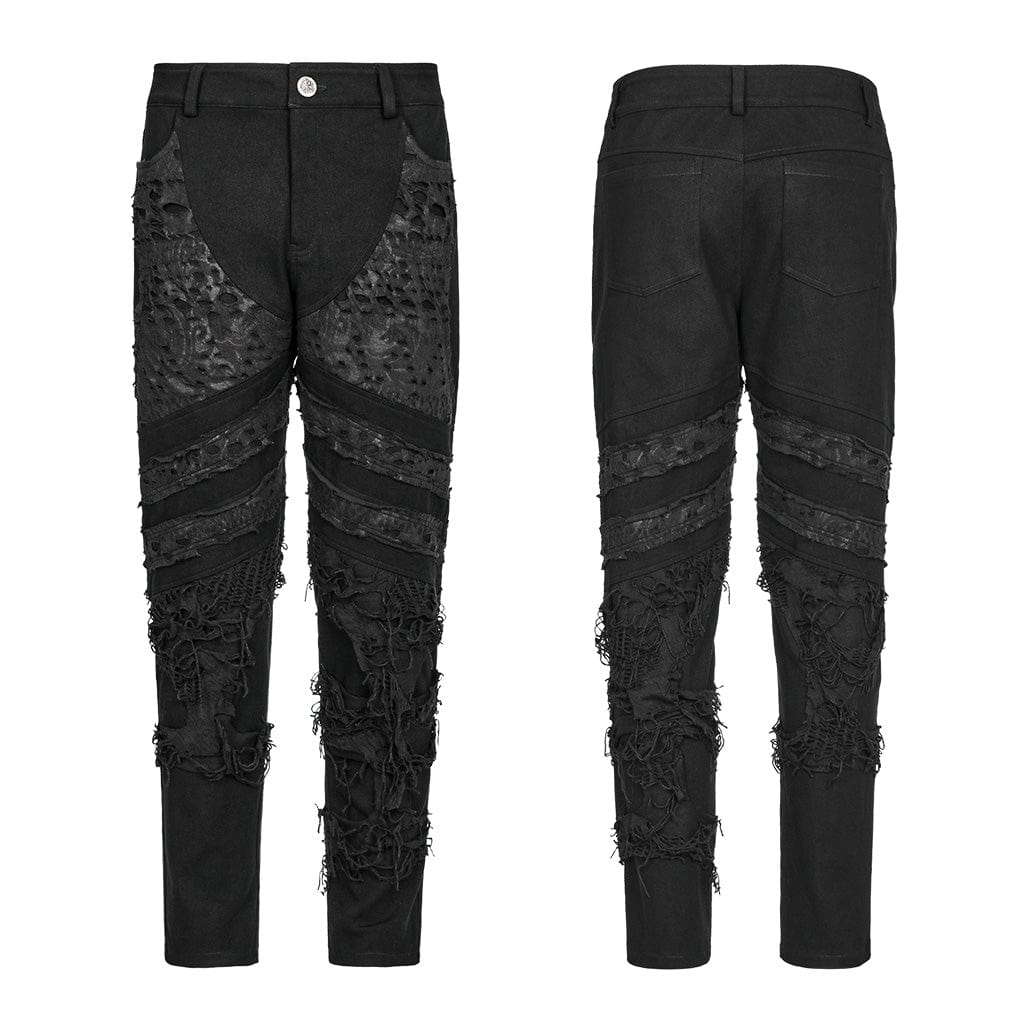 PUNK RAVE Men's Punk Ripped Splice Pants