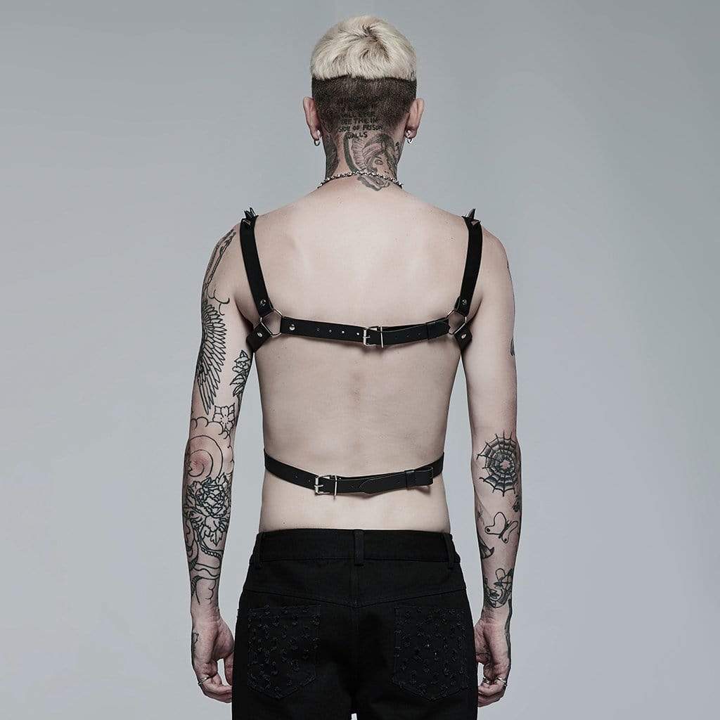 Punk Rave Men's Punk Rivet Faux Leather Harness