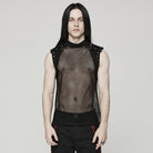 PUNK RAVE Men's Punk Rivet Mesh Tank Top