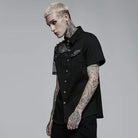Punk Rave Men's Punk Rivet Splice Mesh Shirt