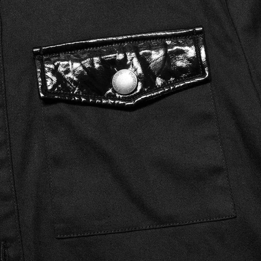 Punk Rave Men's Punk Rivet Splice Mesh Shirt