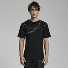 PUNK RAVE Men's Punk Ruched Collar T-shirt