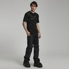 PUNK RAVE Men's Punk Ruched Collar T-shirt