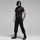 Men's Punk Short Sleeved Metal Button Shirts