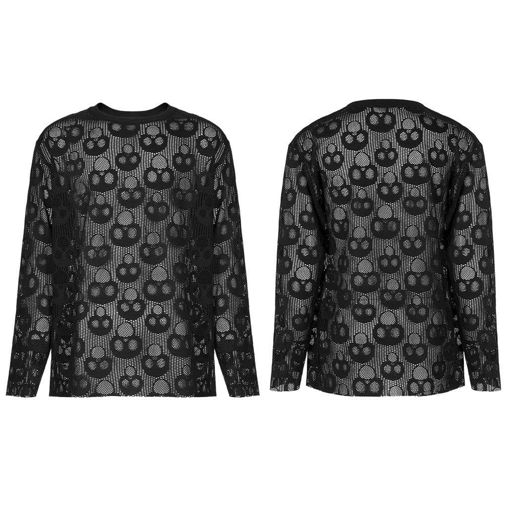 Punk Rave Men's Punk Skull Mesh Sheer T-shirt