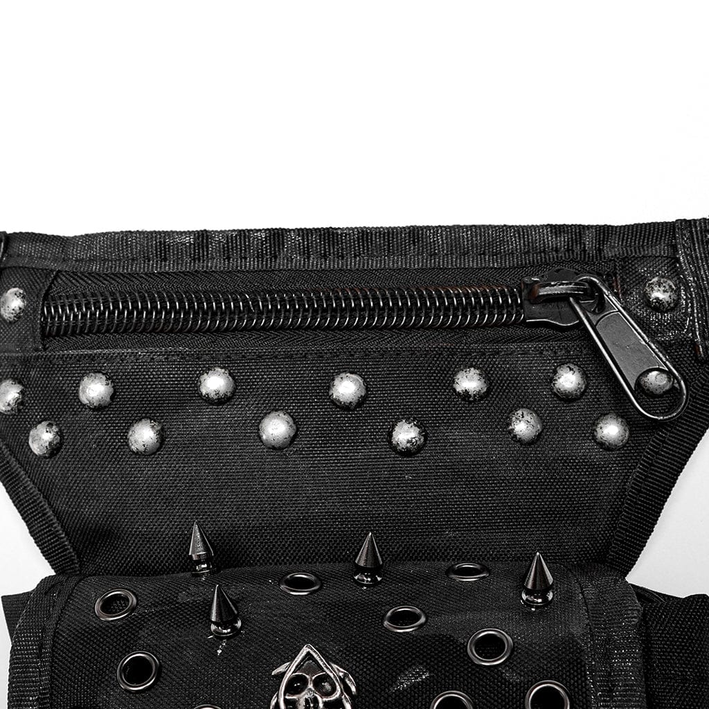 PUNK RAVE Men's Punk Skull Rivets Waist Bag