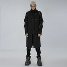 PUNK RAVE Men's Punk Stand Collar Asymmetric Zipper Long Coat