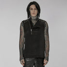 PUNK RAVE Men's Punk Stand Collar Asymmetric Zipper Vest