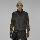 PUNK RAVE Men's Punk Stand Collar Buckle Distressed Vest