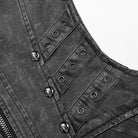 PUNK RAVE Men's Punk Stand Collar Buckle Distressed Vest