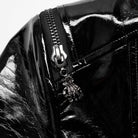 PUNK RAVE Men's Punk Stand Collar Patent Leather Long Coat