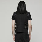 PUNK RAVE Men's Punk Stand Collar Strap Vest